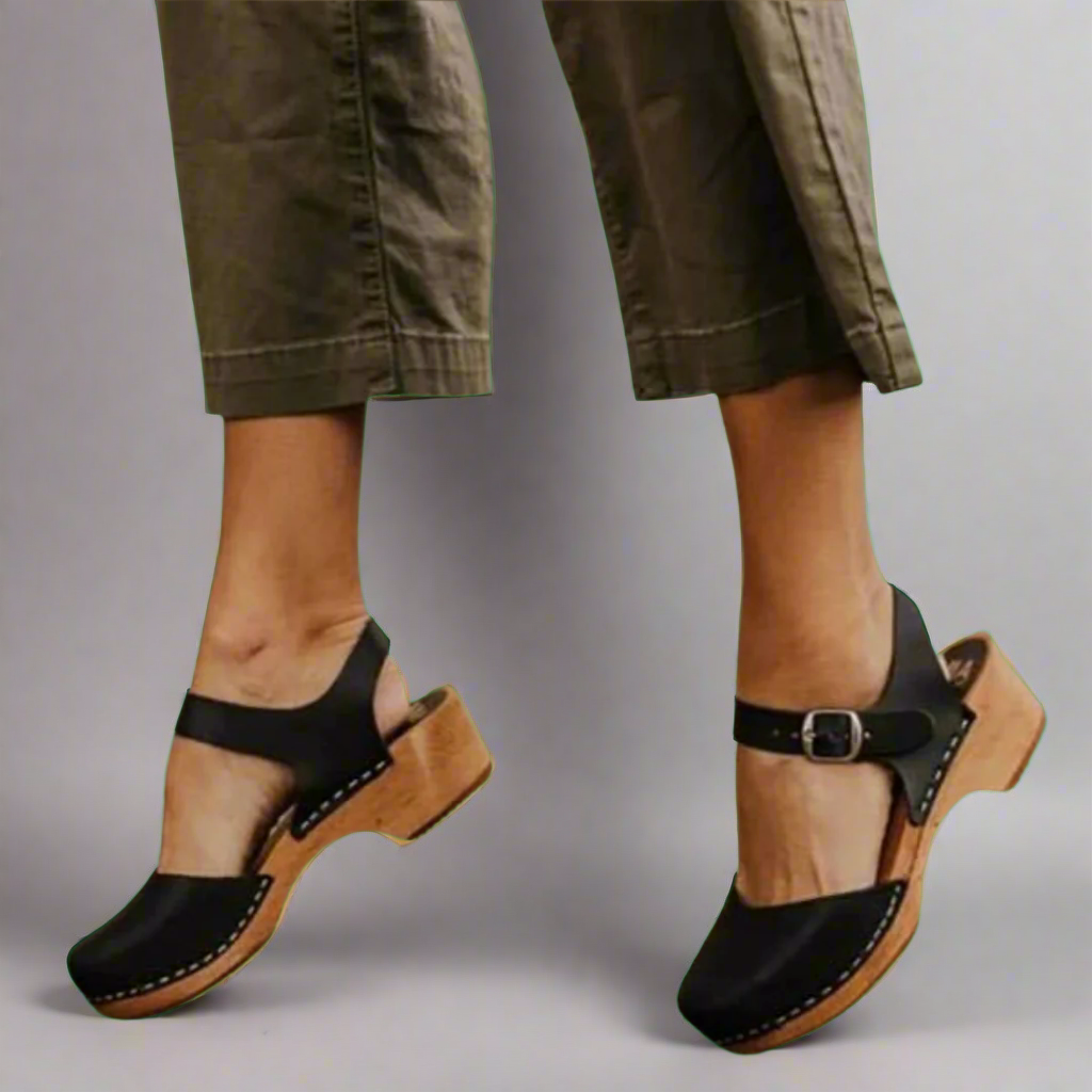 Cecile-Stella | Women's Wood-Sole Buckle-Strap Platform Sandals