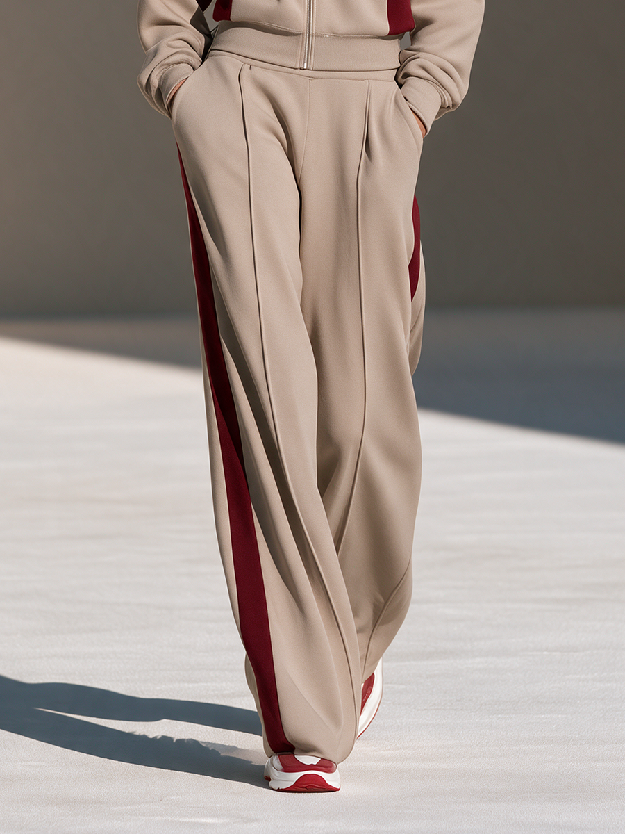 Josephine | Women's Zip-Collar Top and Wide-Leg Pants Set