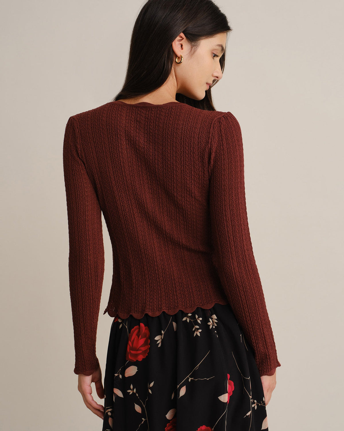 Coraline | Women's Scalloped Button Knit Sweater Dress