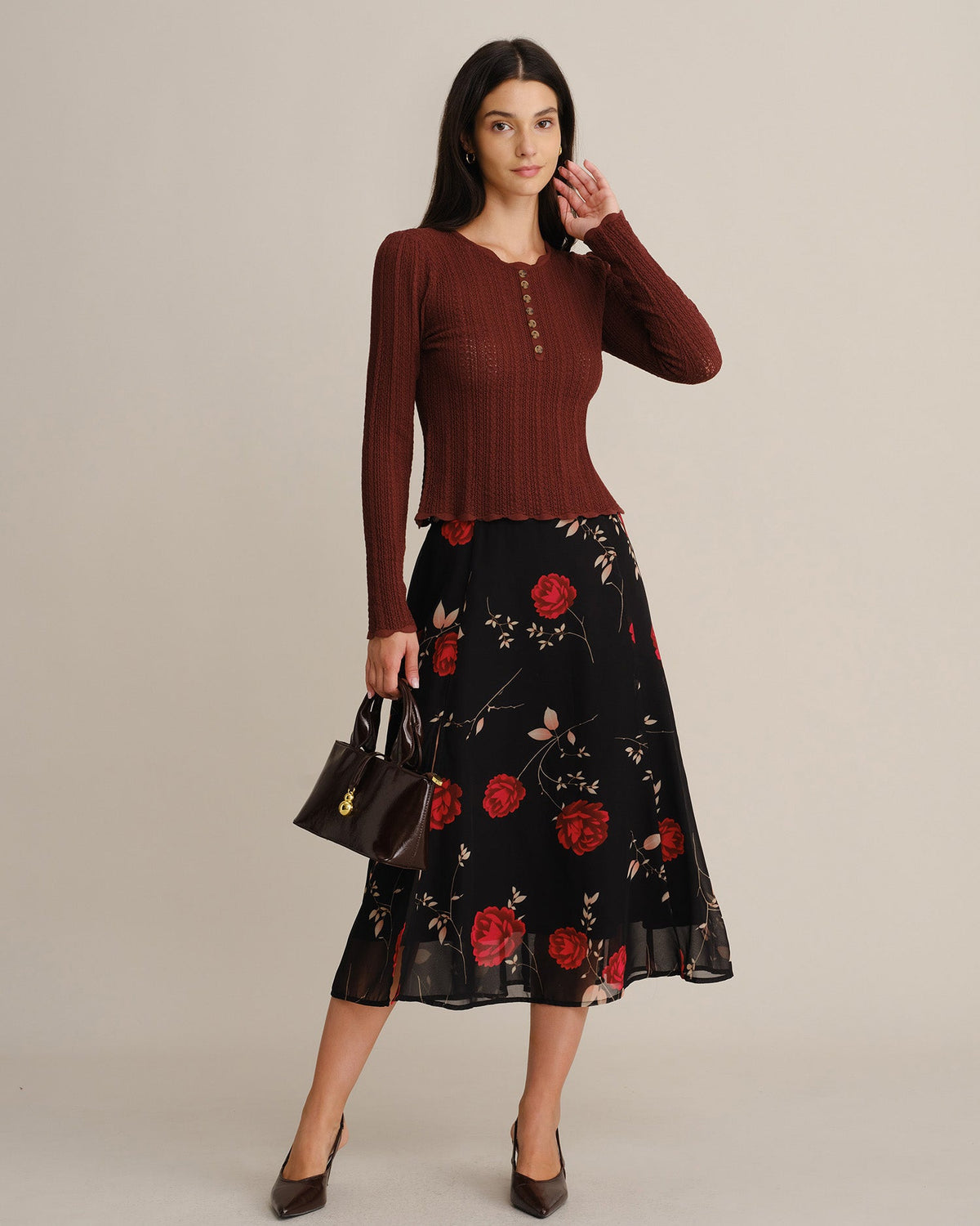 Coraline | Women's Scalloped Button Knit Sweater Dress