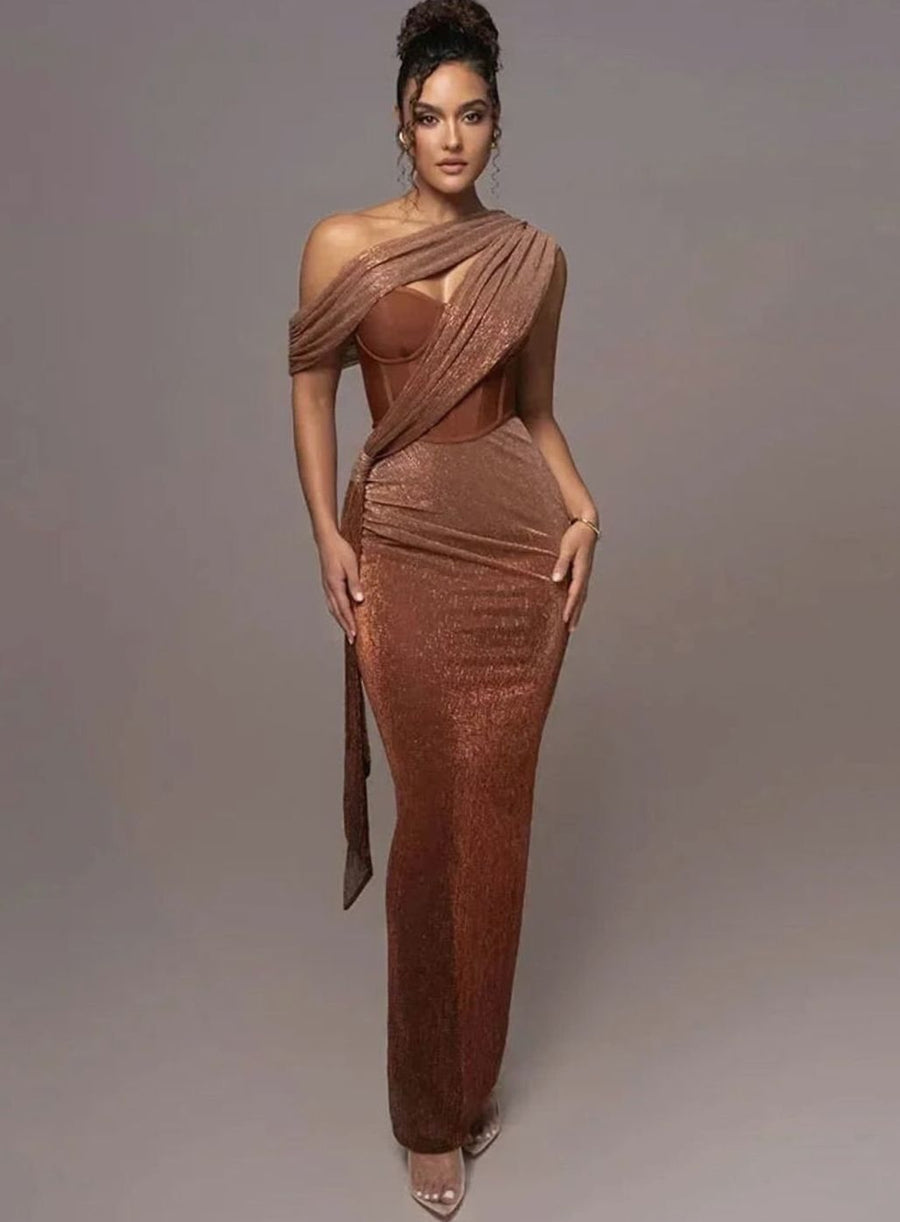 Scarlett | Women's Asymmetric One-Shoulder Sequin Maxi Evening Dress