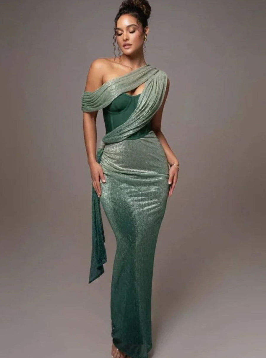Scarlett | Women's Asymmetric One-Shoulder Sequin Maxi Evening Dress