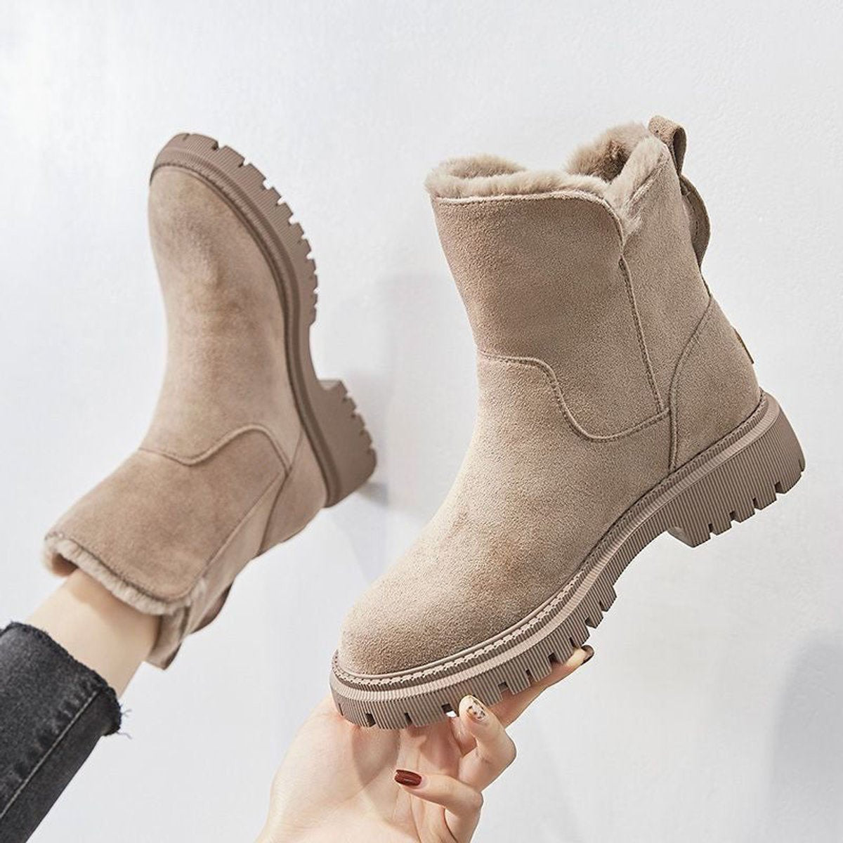 Amelia | Women's Faux Suede Fleece-Lined Knee High Boots