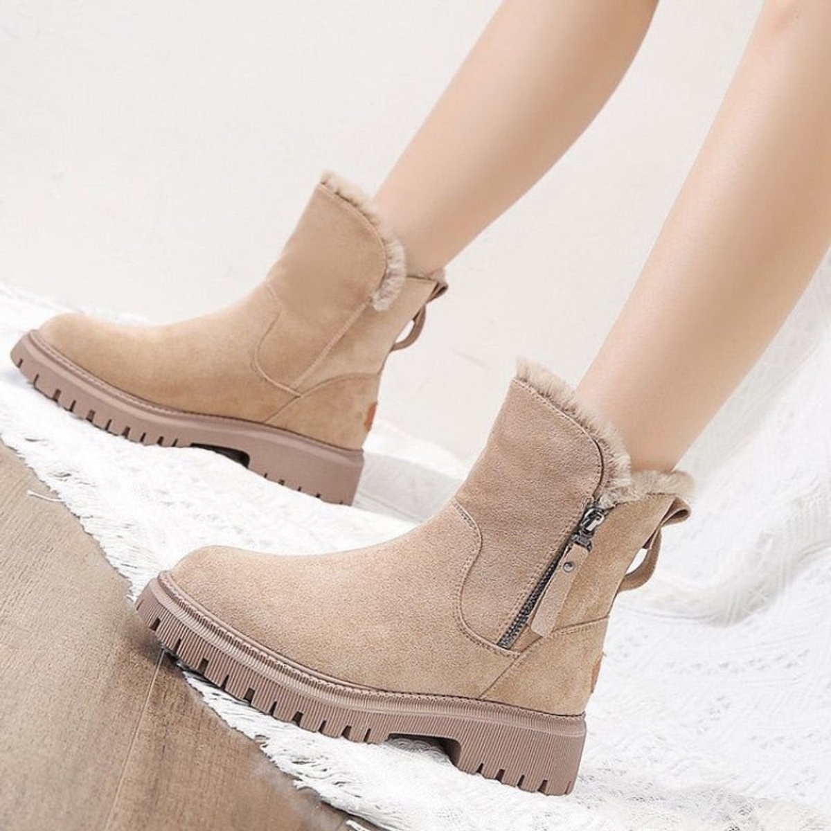 Amelia | Women's Faux Suede Fleece-Lined Knee High Boots