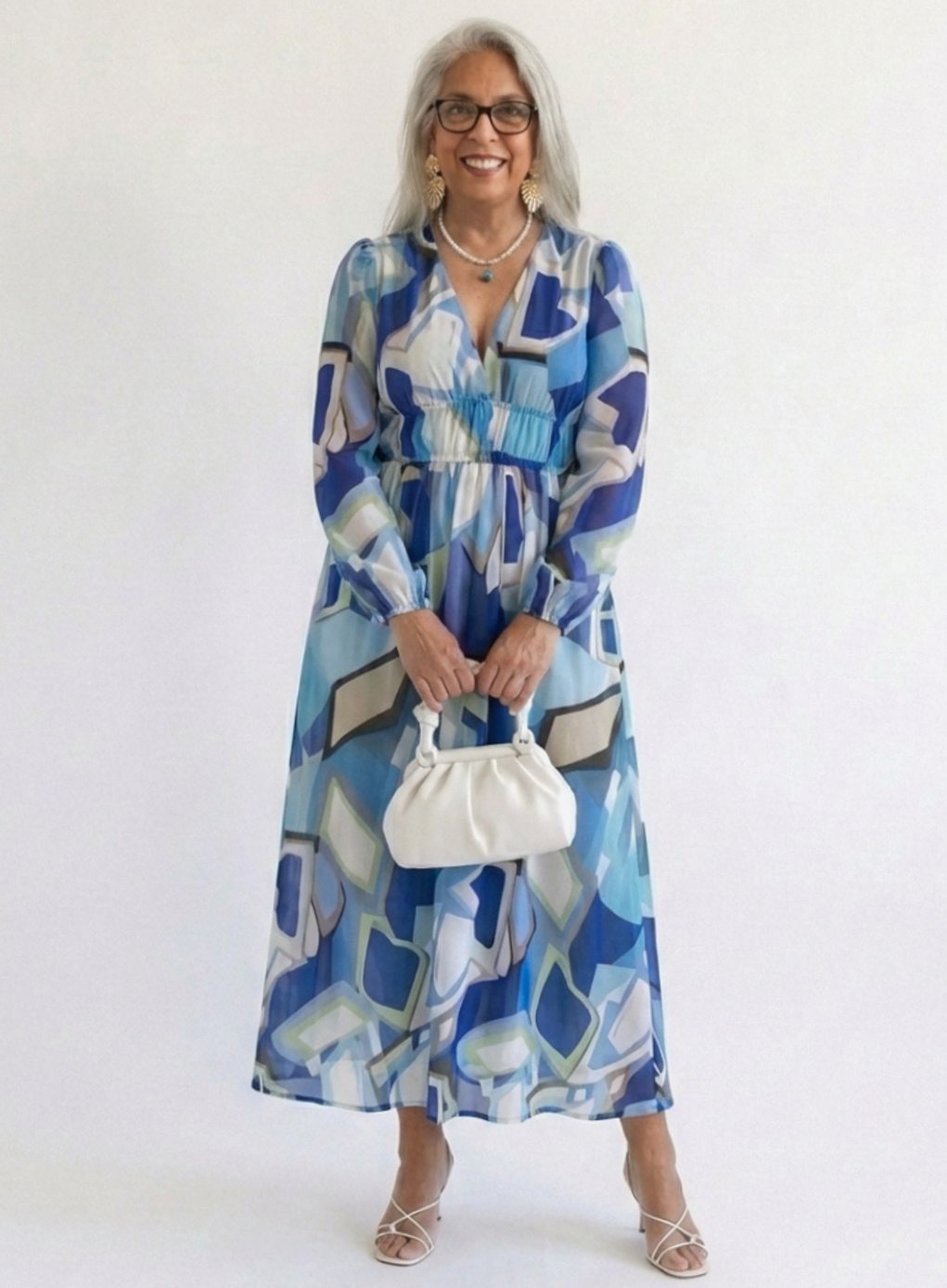 Marigold | Women's Long Sleeve Floral Tiered Chiffon Maxi Dress