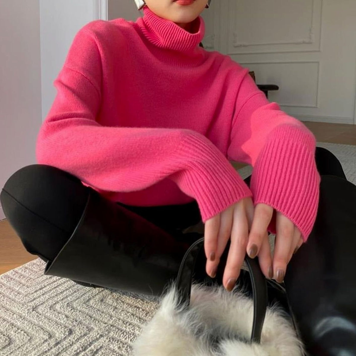Penelope | Women's Oversized Knit Turtleneck Pullover Sweater