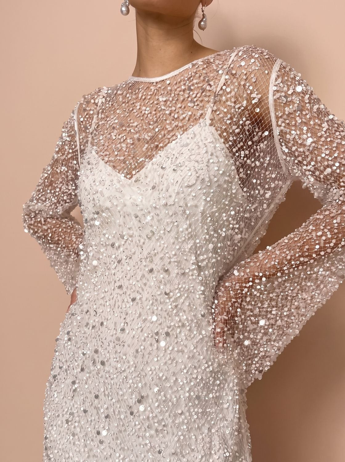 Ivy | Women's Sequin Mesh Long-Sleeve Mini Dress