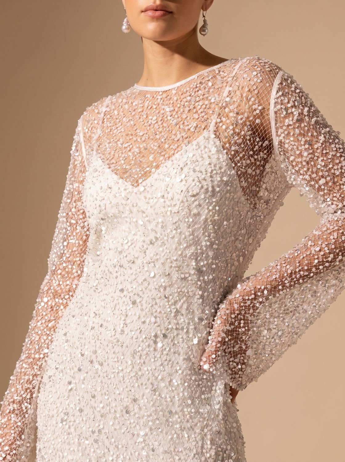 Ivy | Women's Sequin Mesh Long-Sleeve Mini Dress
