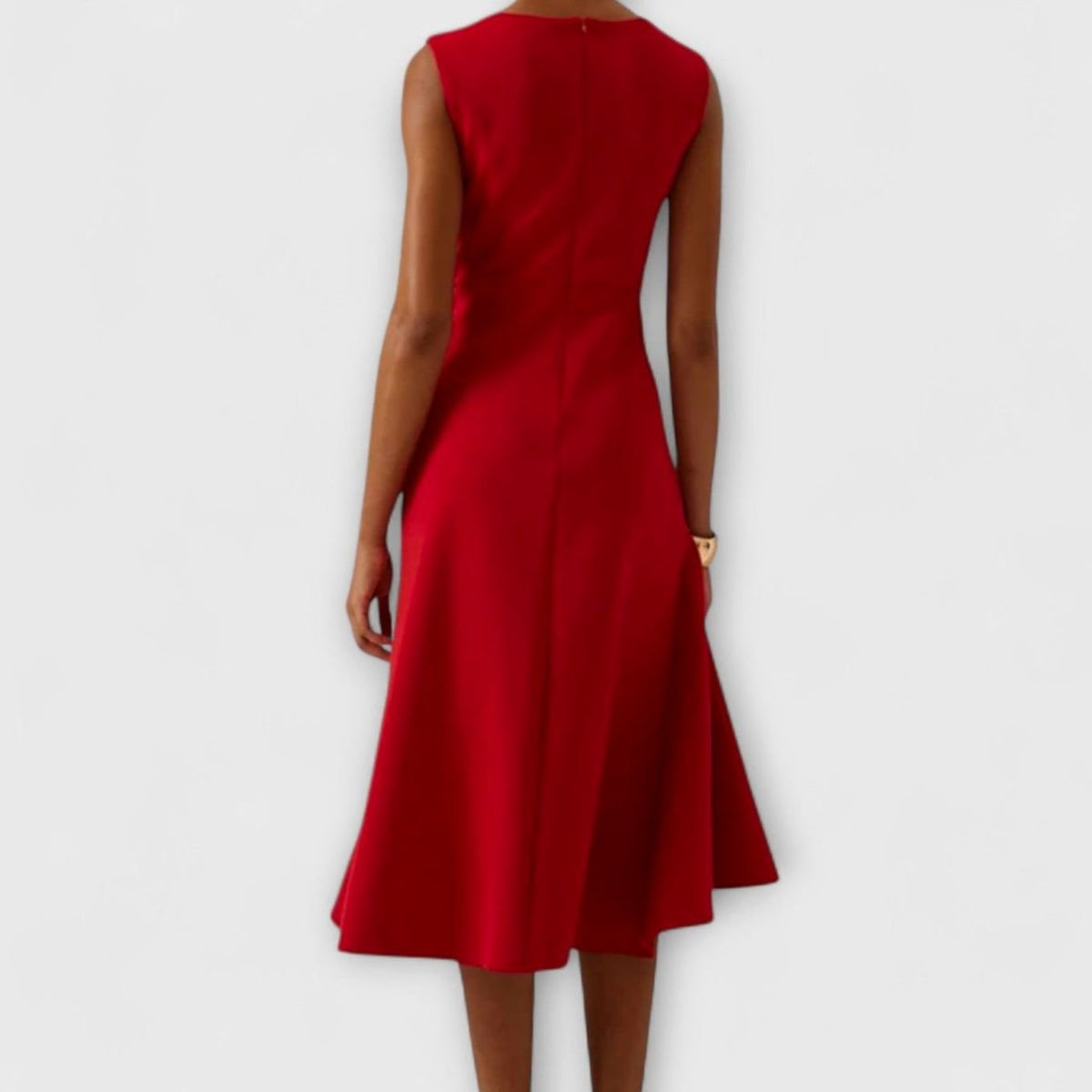 Eleanor | Women's Asymmetrical Drape Ruffled Midi Dress
